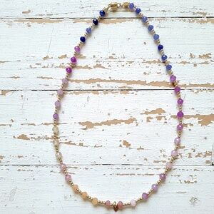 Dainty Ombre Quartz & Gold Filled Beaded Double Wrap Bracelet or Choker Necklace